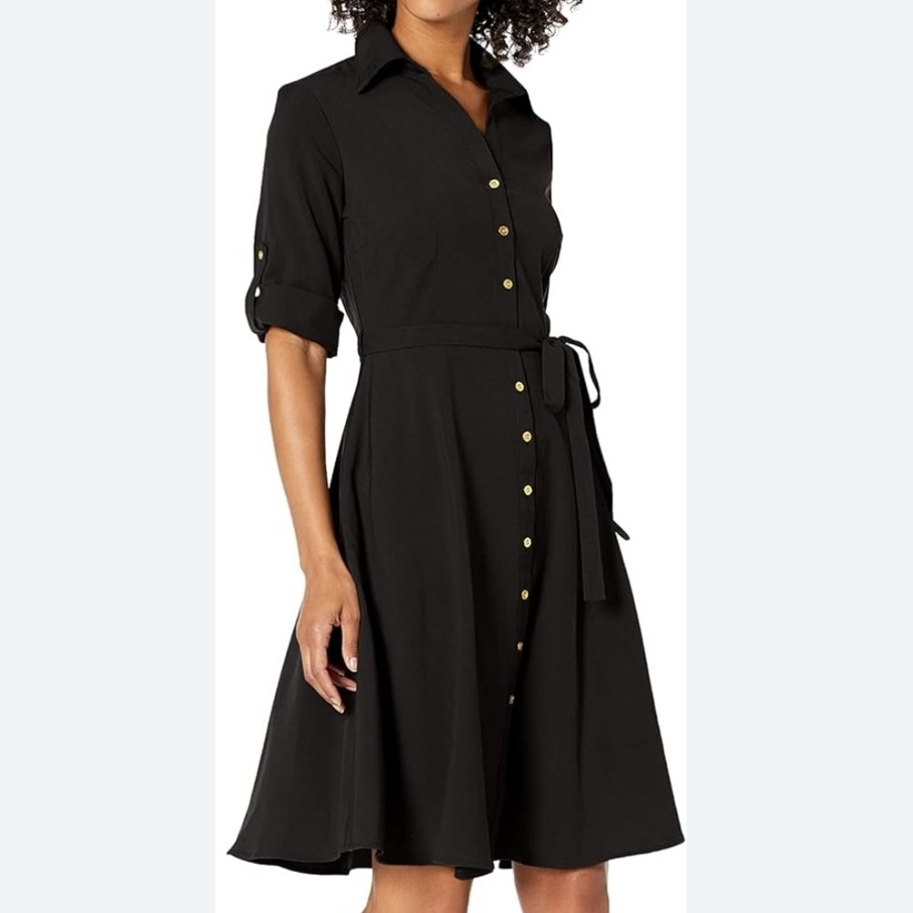 Sharagano Black Button-Down Dress NWOT #2629